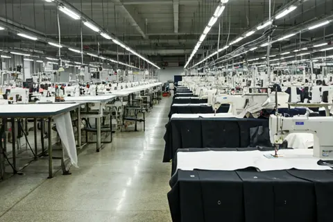 Garment factory with sewing machines - Outerwear manufacturing